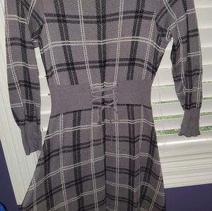Gray black and white plaid sweater dress Torrid